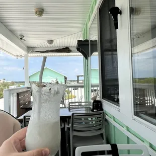Key lime drink and patio