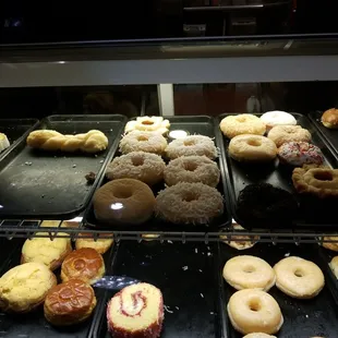 a variety of doughnuts on display
