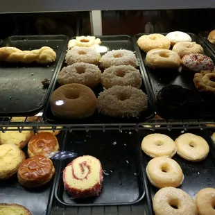 a variety of doughnuts on display