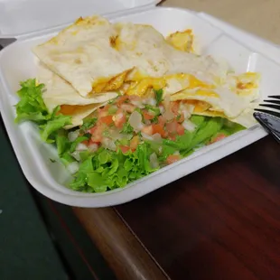 Chicken quesadilla for breakfast...why not?