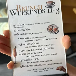 Brunch menu