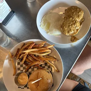 Burger and biscuits and gravy!