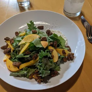Texas Peach salad with candied pecans