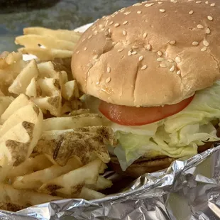 Grilled Chicken Sandwich with Waffle Fries