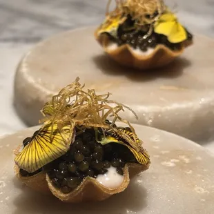 Bar prix fixe menu - caviar tart bite supplement
