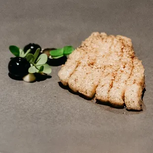 Skate with buckwheat, vinegar of black rice &amp; blueberries