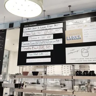 menus on the wall