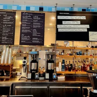 menus on the wall of a coffee shop