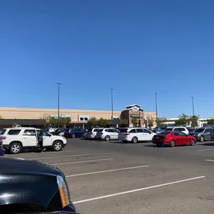 a parking lot full of cars