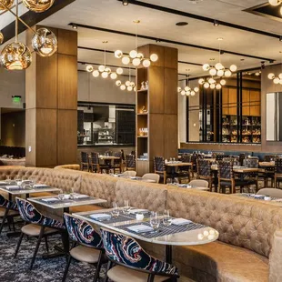 the interior of a modern restaurant