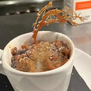 Bourbon Blueberry Bread Pudding w/ rum caramel sauce