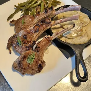 New Zealand Lamb Chops Sautéed Green Beans