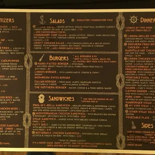Dinner Menu Spring 2018