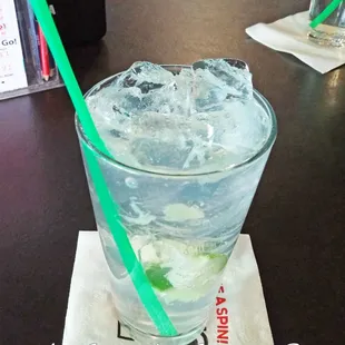Vodka tonic with muddled limes!