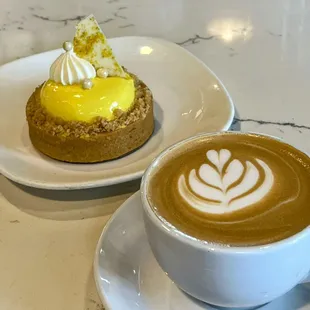 Lemon Gateau and Decaf Flat White