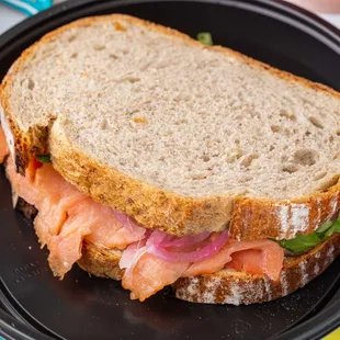 Smoked Salmon on Rye Sandwich