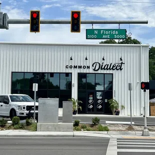 the front of the building