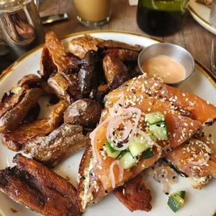 Lox plate with smashed fingerling potatoes. 10/10 must try!