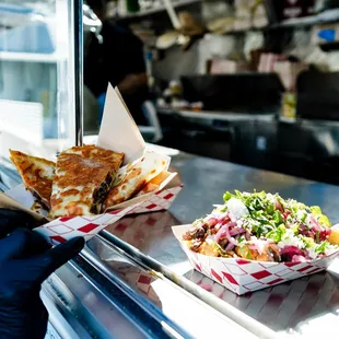 Quesadilla and Loaded Tots