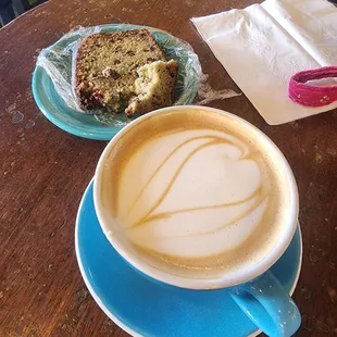Latte and Zucchini Bread.