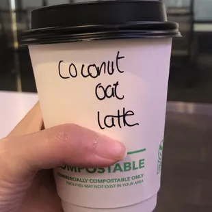 Salted coconut latte with oat milk sub