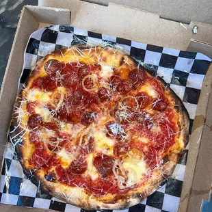 Pepperoni, Banana Peppers and Hot Honey