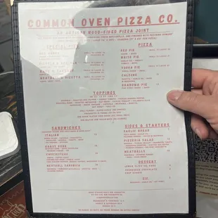 menu