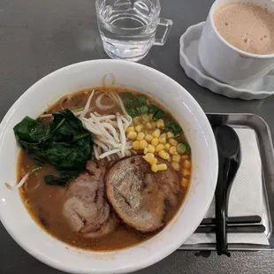 Raaaaamen. Added spinach and corn