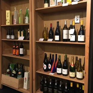 Sake and wine selection. There's more... wall full of stuff and more.