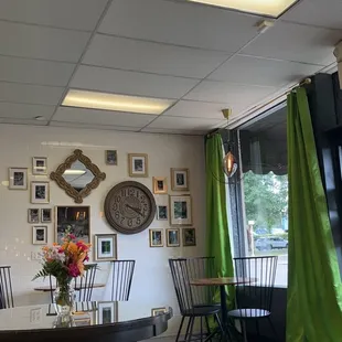 tables and chairs in a restaurant