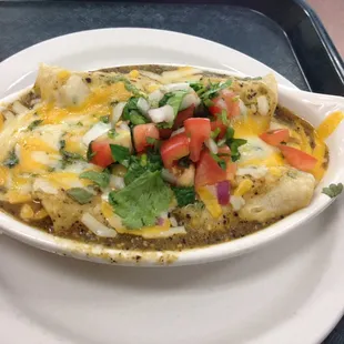 Today's veg option: spinach, kale &amp; cheese enchiladas!! Less than $6.