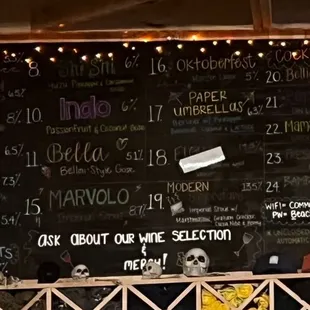 Close up of brewery menu sans food.