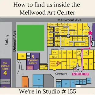 Map to studio inside Mellwood