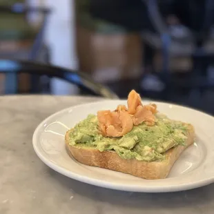 Avocado Toast with smoked salmon (two thumbs down)