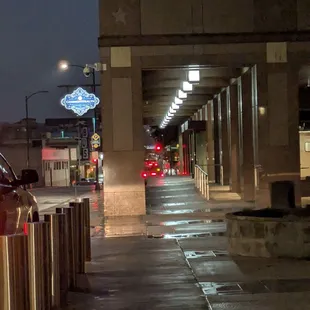 External photo walking up to building. Coffee shop is in bank lobby.