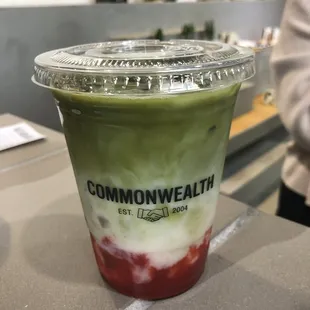 Strawberry matcha latte