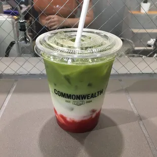 Strawberry matcha latte