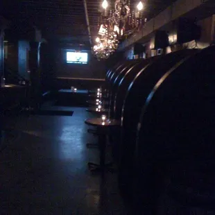 a chandelier in a dimly lit room