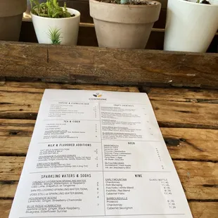 Drink menu