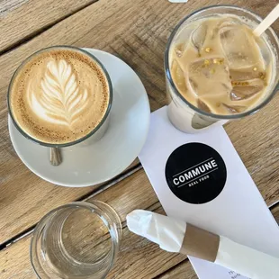 LATTE with burnt honey and CAPPUCCINO