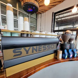 a coffee machine on the counter