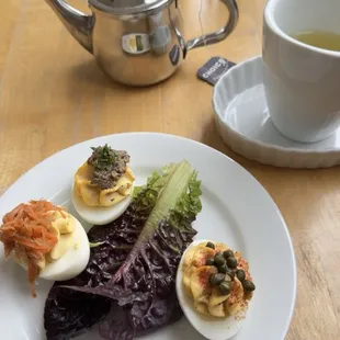 Deviled egg trio.