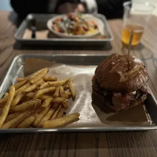 Delicious Double Bavarian burger and fries
