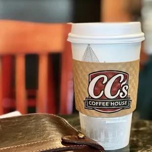 a cup of coffee on a table