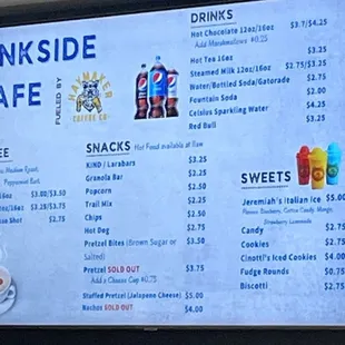 Ribkside cafe menu