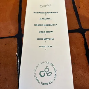 Drink Menu