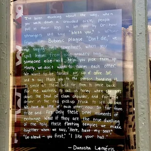 Love this sign a hung on their front window