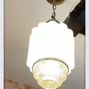 a light fixture hanging from the ceiling