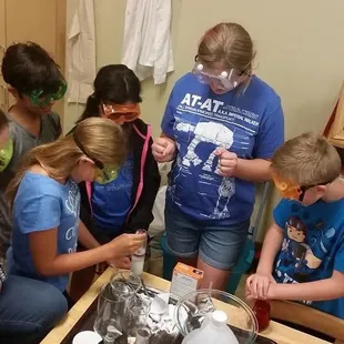 Upper Elementary students conducting an experiment