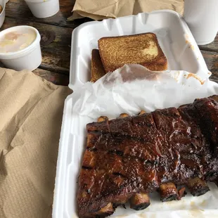 We were able to eat at a table in the outdoor patio area.  Half rack of ribs and Mac and cheese.  06/13/2021